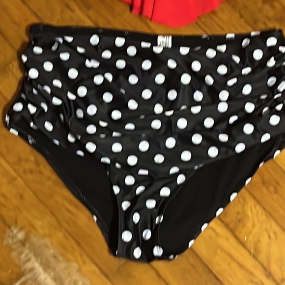 Aqua Eve plus size swimsuit, red top, and polkadot bottoms - Picture 3 of 7